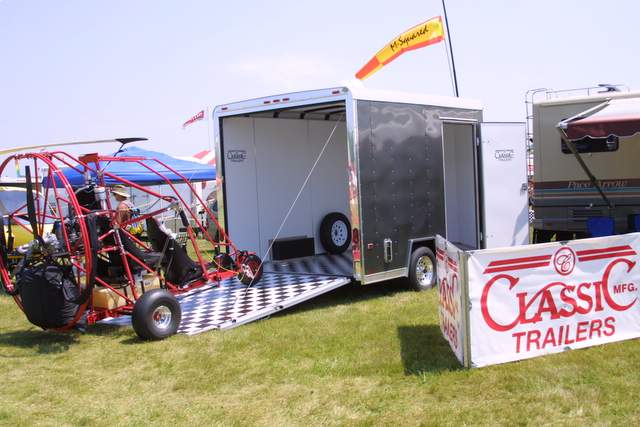 Classic Manufacturing single unit powered parachute trailer.