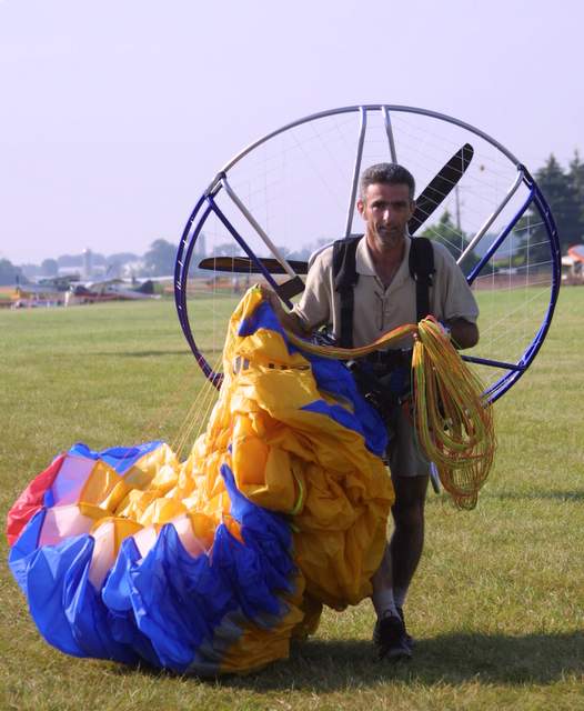 Csaba Lemak of Ontario Canada lands after successfully flying 