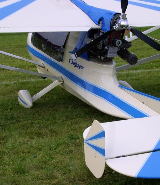 Challenger II with doors, Rotax 582, and rear fins for better stability.