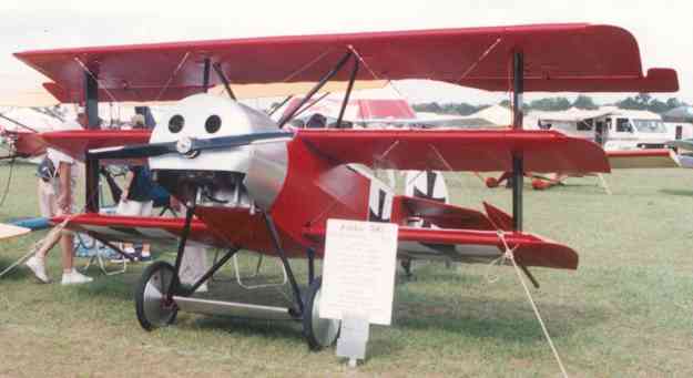 Airdrome Aeoplanes Fokker DR-1 Triplane 3/4 scale replica single place light sport eligible aircraft.